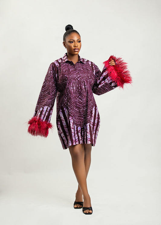 Shirt Dress with Feathers