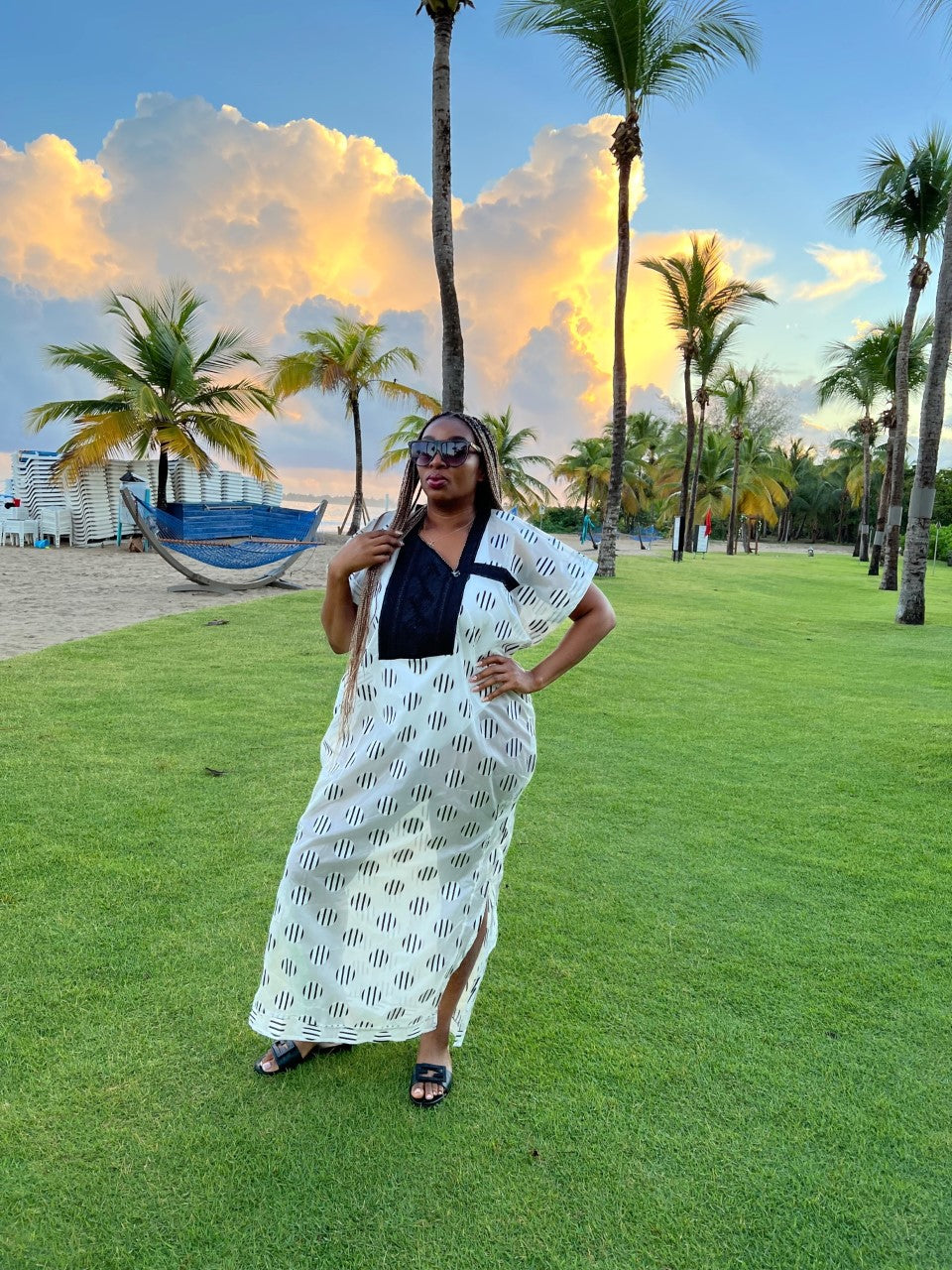 Beach Agbada Kimono with Embroidery,  Sheer Bubu, Rich Aunti Organza Boubou